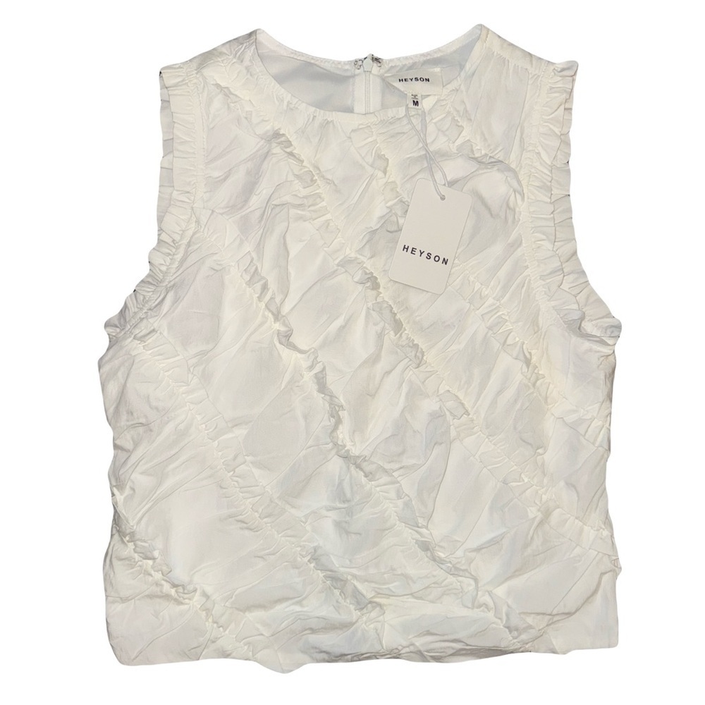 NWT Heyson Women’s Nerina Double Lined Rouched Sleeveless Top - Ivory Med